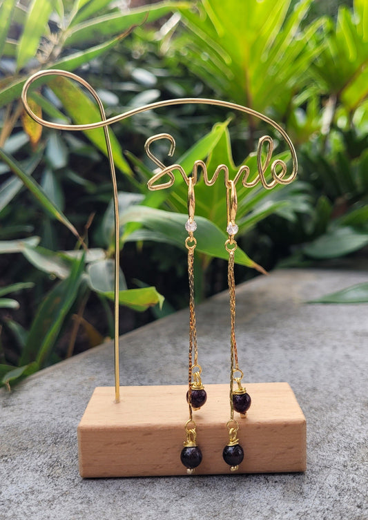 Pendants d'oreilles en grenat et acier - Flore Holistic