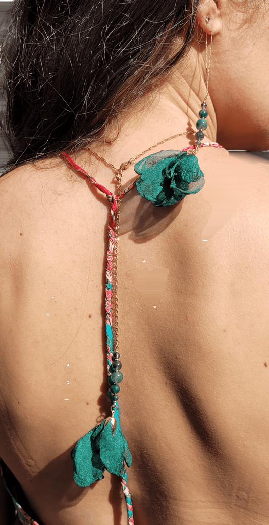 Pendants d'oreilles et de dos en agate mousse - Flore Holistic