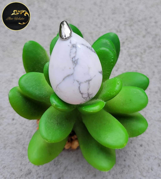 Pendentif en Howlite – Apaisement et Sérénité - Pendentif en pierre naturelle - Flore Holistic