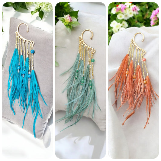 Manchettes d’oreilles à plumes – L’audace bohème