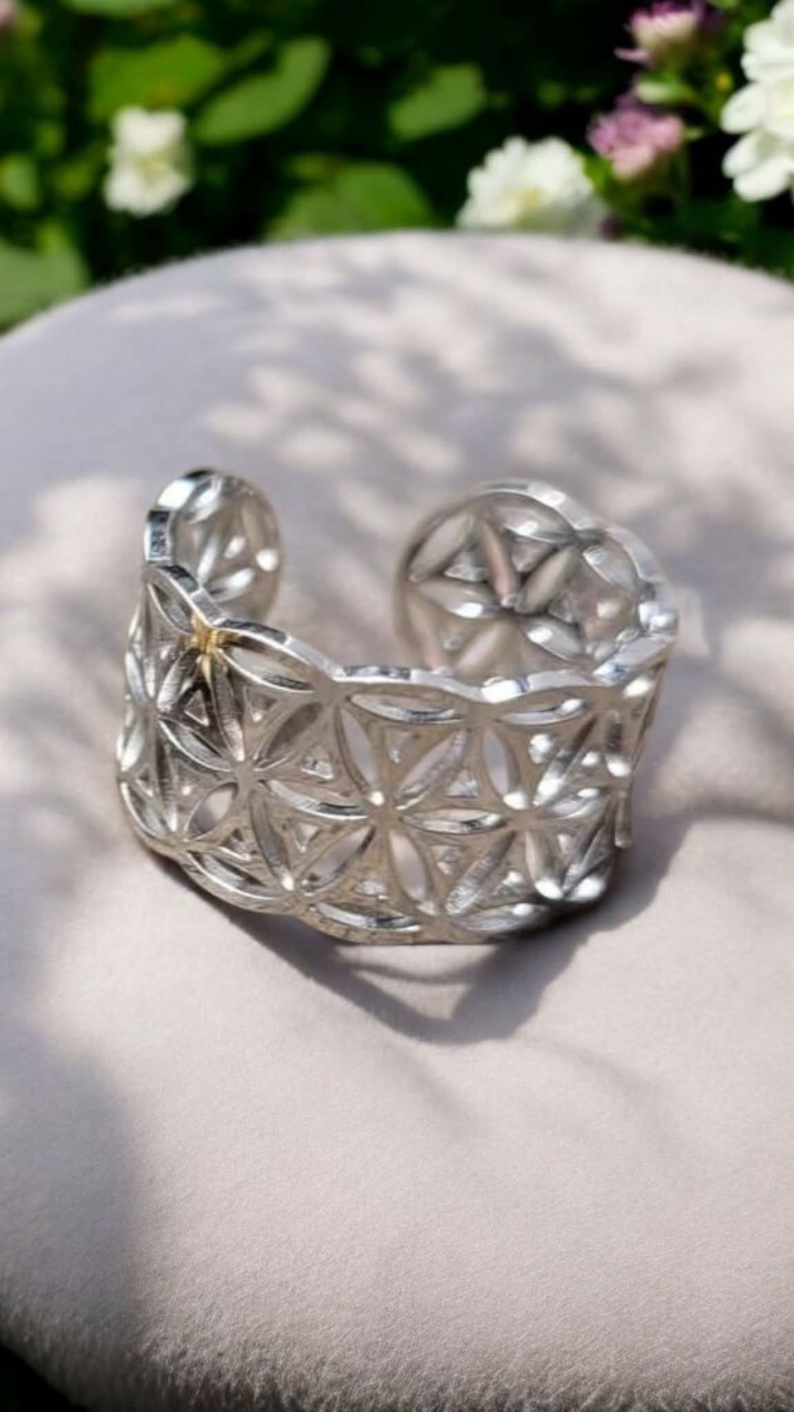 ✨ Bague Fleur de Vie en acier inoxydable – 2 modèles