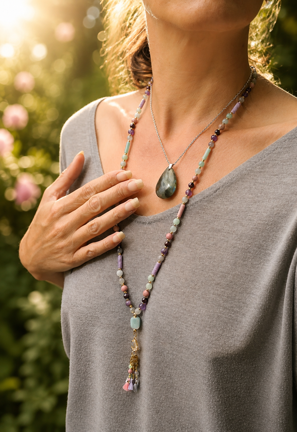 Sautoir Libération Émotionnelle – Collier rituel en pierres naturelles