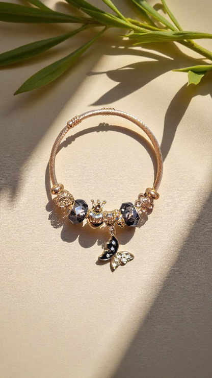 Bracelet Charms – Acier inoxydable doré & perles décoratives