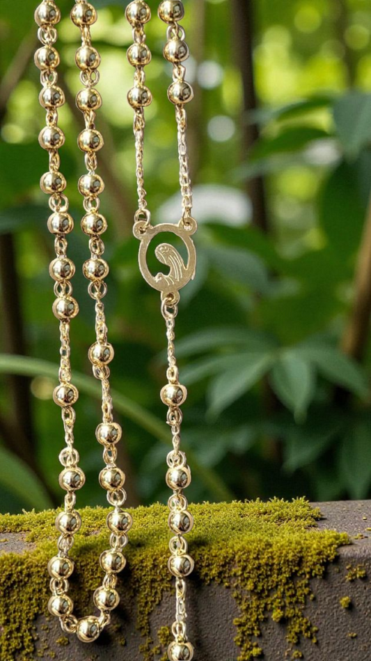 ✨ Chapelet en acier inoxydable doré – Résistant & intemporel