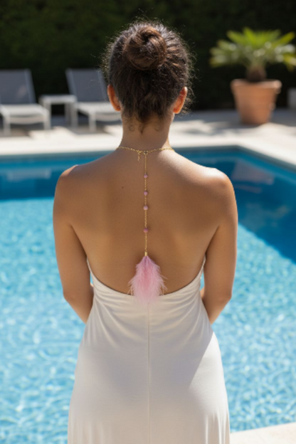 Sautoir de dos en rhodonite