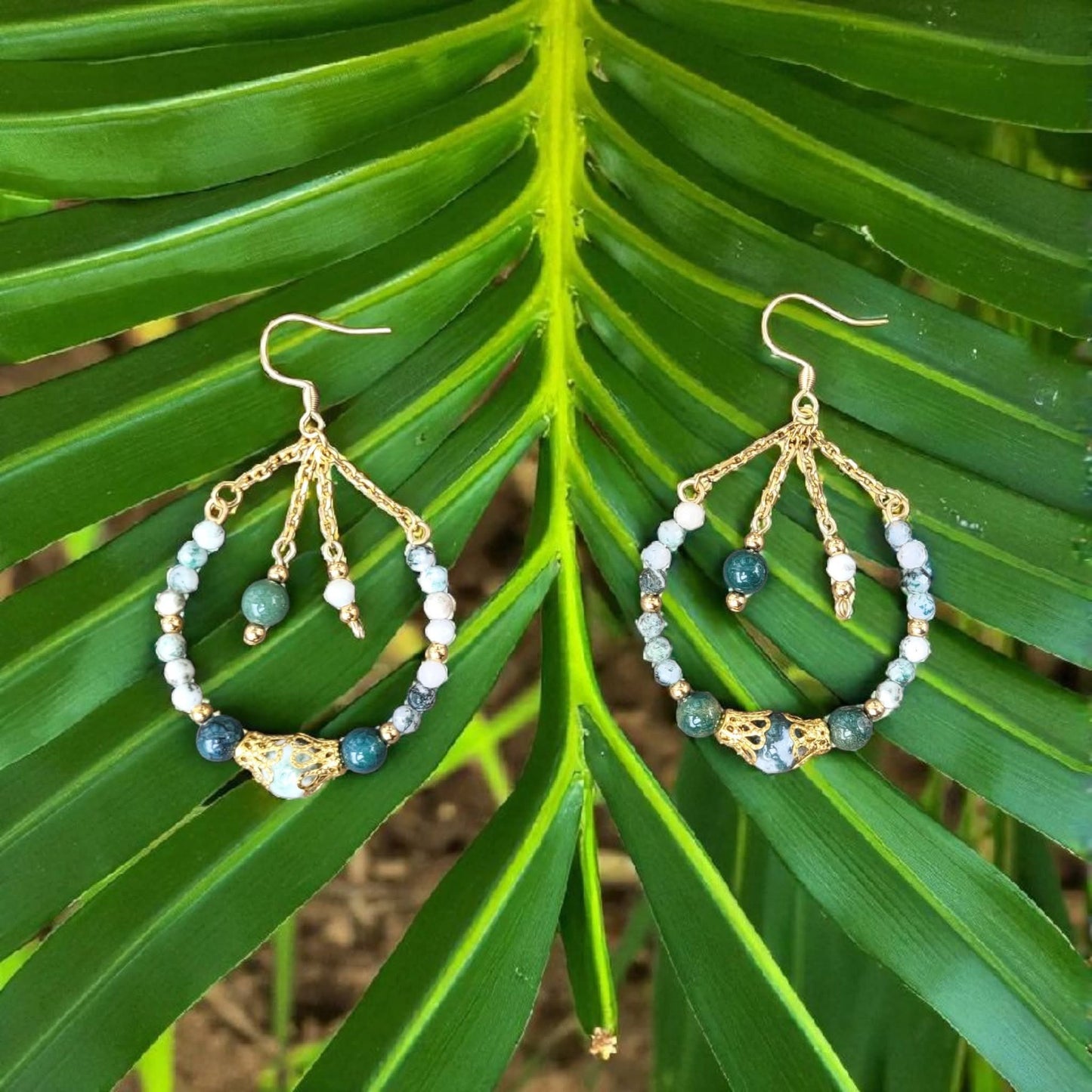 Boucles d’oreilles Agate Arbre et Agate Mousse – Ancrage et renouveau | Aura Libre