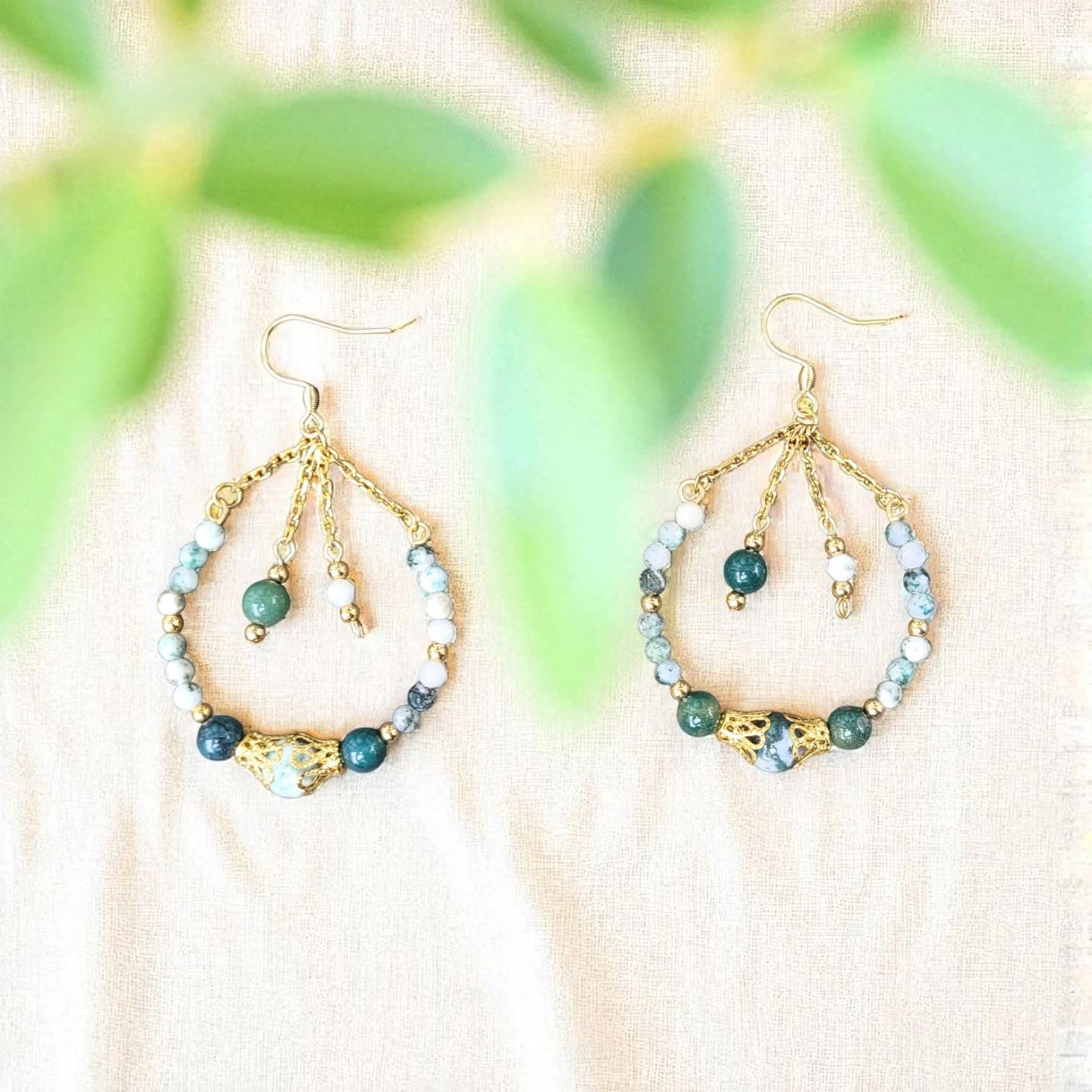 Boucles d’oreilles Agate Arbre et Agate Mousse – Ancrage et renouveau | Aura Libre