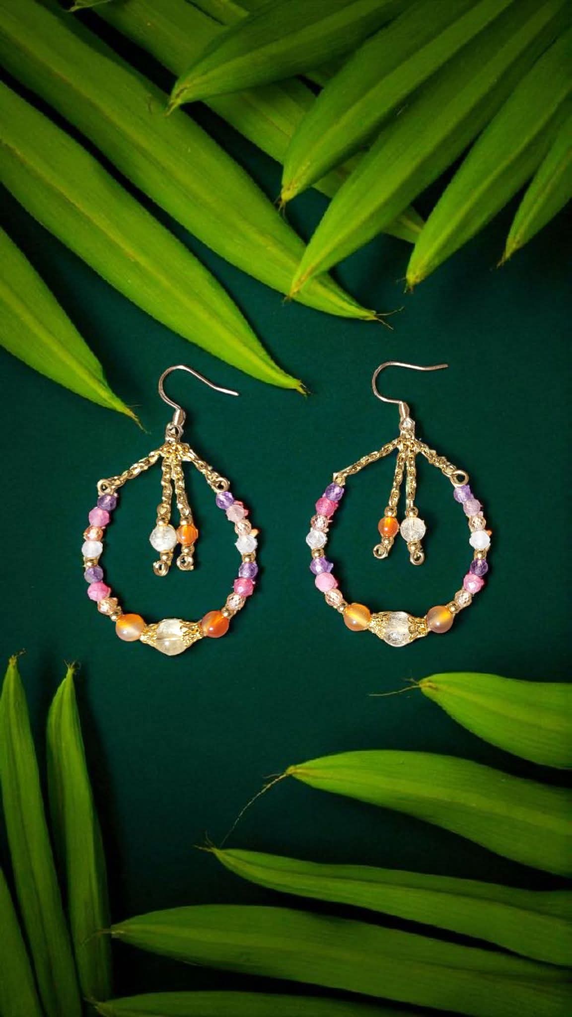 Boucles d’oreilles pierres naturelles multicolores – Énergie solaire | Aura Libre