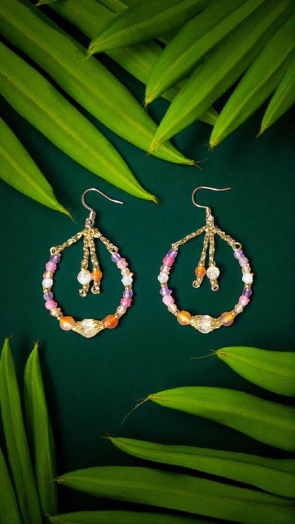 Boucles d’oreilles pierres naturelles multicolores – Énergie solaire | Aura Libre