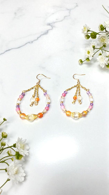 Boucles d’oreilles pierres naturelles multicolores – Énergie solaire | Aura Libre