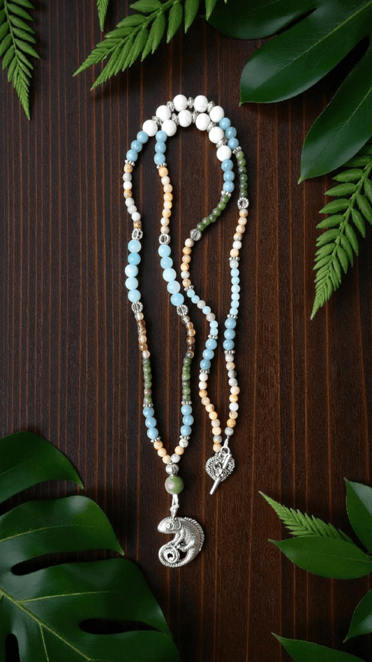 Sautoir “Caméléon” – Agate Crazy Lace, Jade, Amazonite & Magnésite - Collier pierres naturelles - Flore Holistic