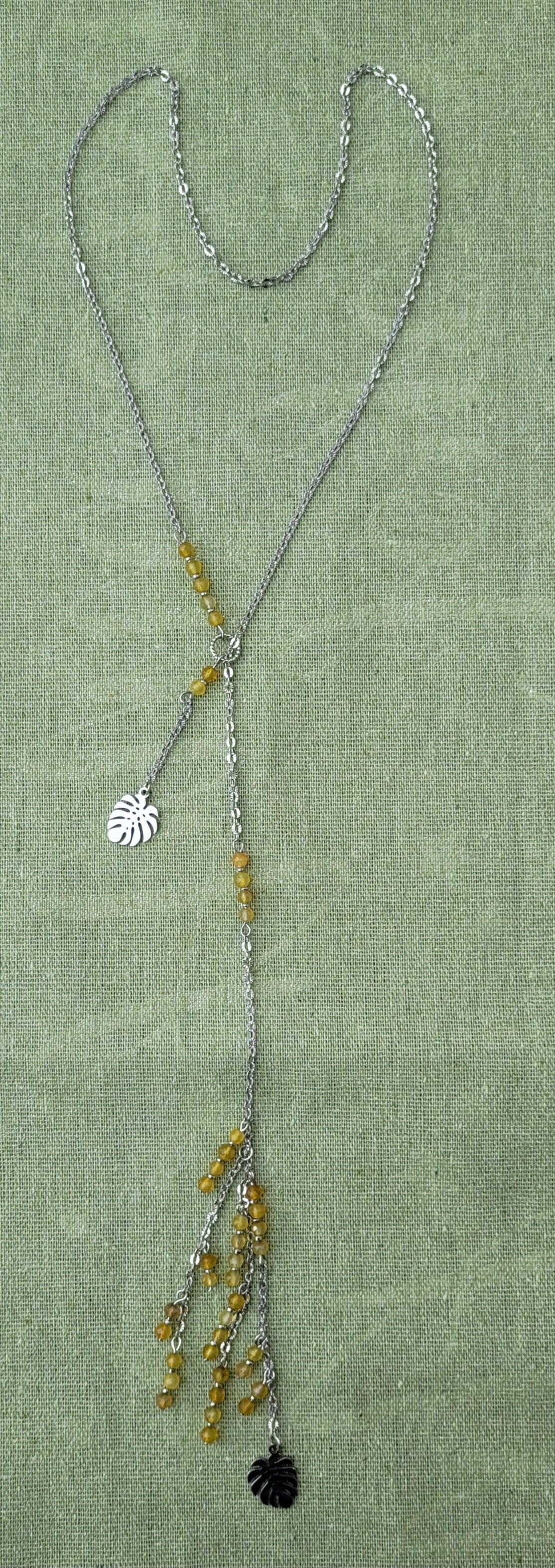 Sautoir cascade en agate jaune - Flore Holistic