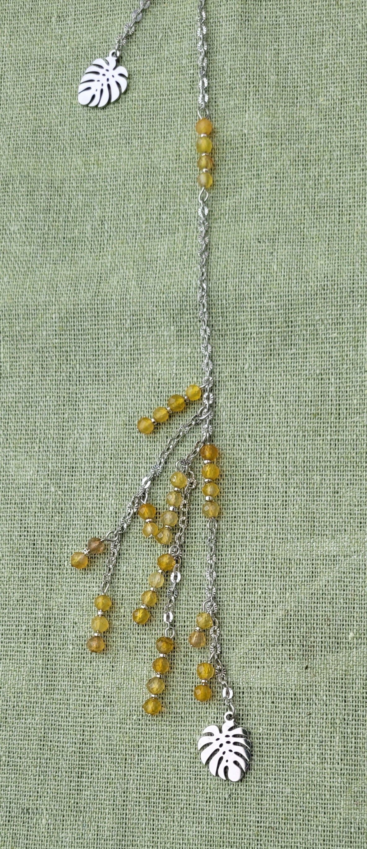 Sautoir cascade en agate jaune - Flore Holistic