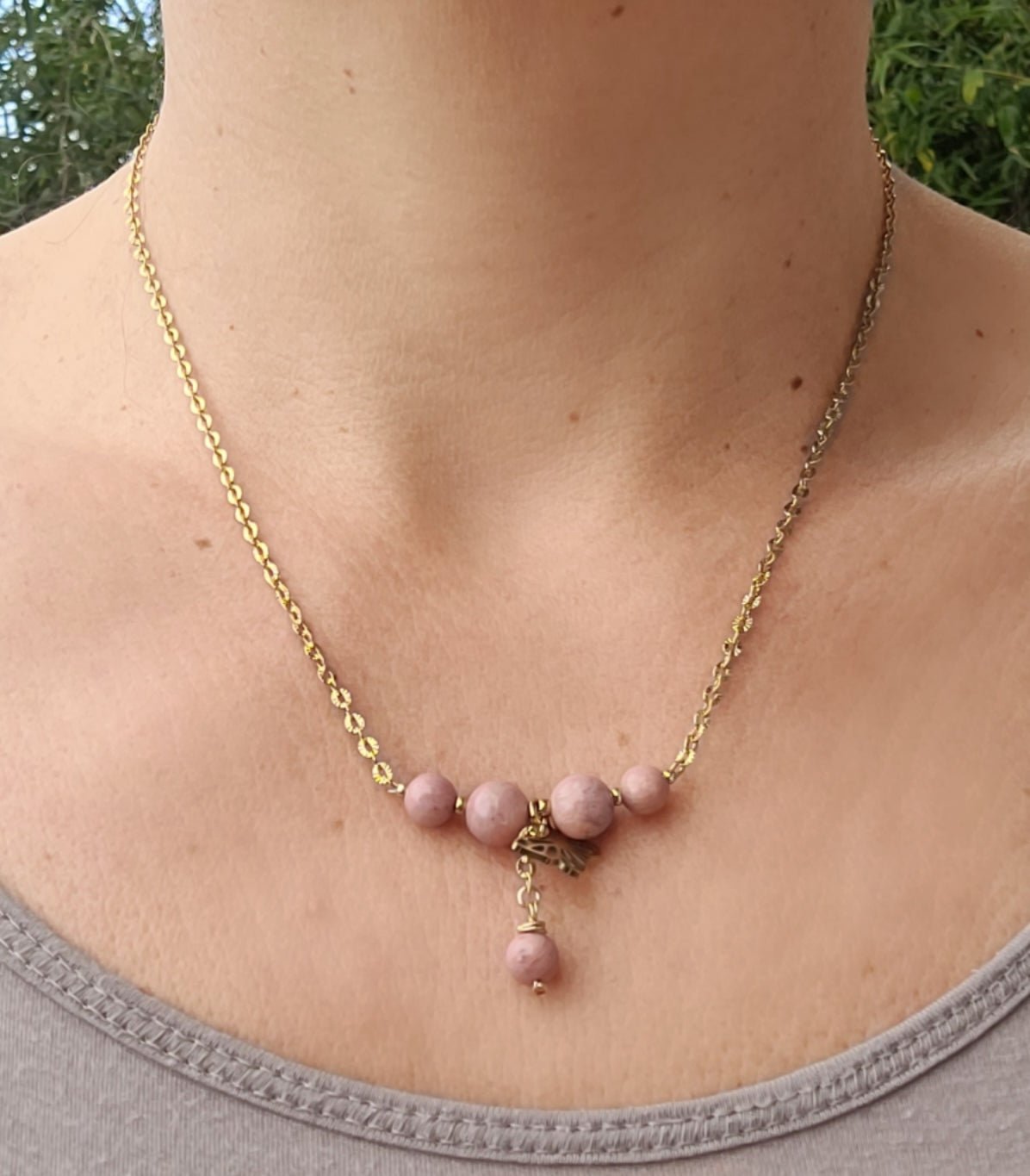 Sautoir de dos en rhodonite - Flore Holistic