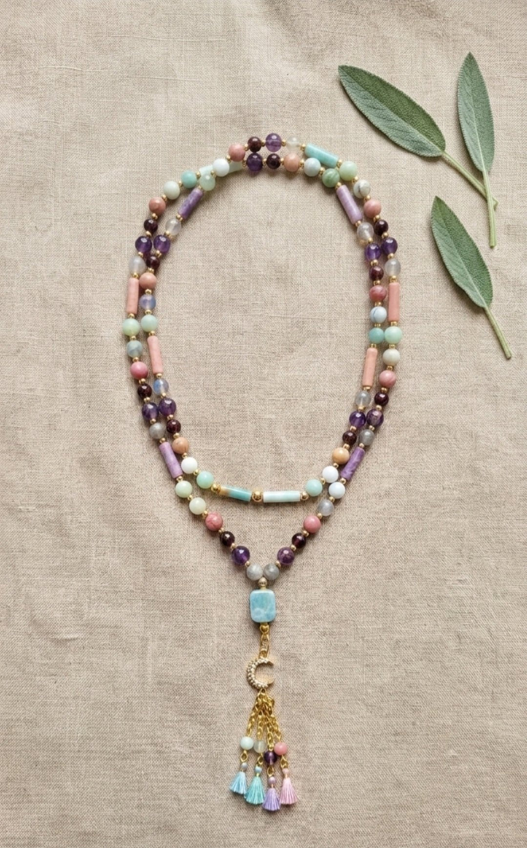 Sautoir Libération Émotionnelle – Collier rituel en pierres naturelles - Collier pierres naturelles - Flore Holistic